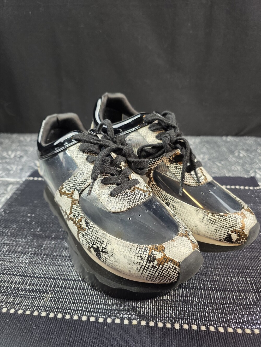 Jessica Rick Glass Snake Print Sneakers